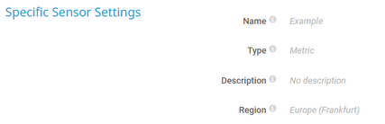 Specific Sensor Settings Specific Sensor Settings